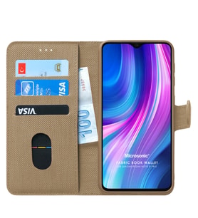 Microsonic Xiaomi Redmi Note 8 Pro Kılıf Fabric Book Wallet (Gold)