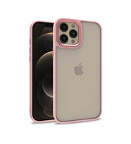 Uyumlu Model Apple iPhone 12 Pro Max Kılıf Kamera Nikelaj Kenar Renkli Kapak (Rose)