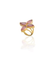 Kadir Jewellery 22 Ayar Altın Kaplama Zirkon Taşlı Kadın Otantik Yüzük (Pembe)