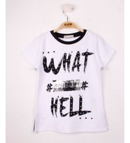 Toontoy Kız Çocuk Pullu İnci Detaylı T-Shirt (Beyaz)