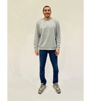 Erkek Bisiklet Yaka Rahat Kalıp 3 iplik Kalın AİR Nakışlı  Sweatshirt SPR24SW33 ( Gri-Melanj)