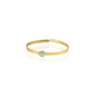 Kadir Jewellery 22 Ayar Altın Kaplama El İşçiliği Zirkon Taşlı Kadın Kelepçe Bilezik (Açık Mavi)