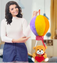 OYUNCAK AYICI RENGARENK UÇAN BALONLU AYICIK (%100) YERLİ (Kahverengi)