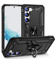 Samsung Galaxy S23 Plus Uyumlu Kılıf Standlı Manyetik Yüzüklü Military Magnetic Ring Polycarbonate and TPU Case (Siyah)