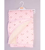 Şapkalı Nohut Desenli Baskılı Battaniye (Pembe)