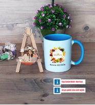 Diyetisyen Kupa Bardak Beyaz ve Fotoğraflı Ahşap Anahtarlık Hediye (Model 4)