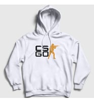 Presmono Unisex Beyaz Logo Oyun Counter Strike Cs Go Kapüşonlu Sweatshirt 323667tt (Beyaz)