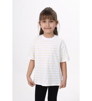 Toontoy Unisex Çocuk Çizgili Tişört (Açık Sarı)
