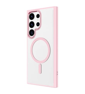 Galaxy S24 Ultra Kılıf Magsafe Şarj Özellikli Krom Magsafe Silikon Kılıf (Pembe)