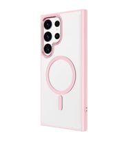 Galaxy S24 Ultra Kılıf Magsafe Şarj Özellikli Krom Magsafe Silikon Kılıf (Pembe)