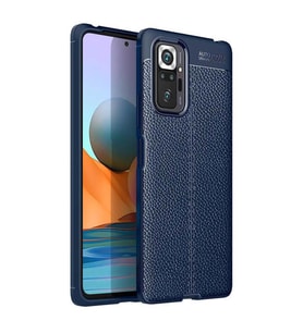 Xiaomi Redmi Note 10 Pro Kılıf Kamera Korumalı Deri Görünümlü Silikon (Lacivert)
