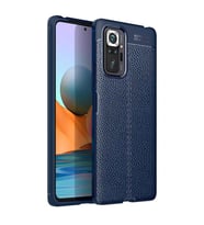 Xiaomi Redmi Note 10 Pro Kılıf Kamera Korumalı Deri Görünümlü Silikon (Lacivert)