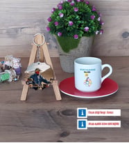 Metalurji ve Malzeme Mühendisi Türk Kahvesi Fincanı Ahşap Altlıklı ve Fotoğraflı Ahşap Anahtarlık Hediye (Model 3)