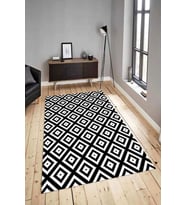 Dijital Baskılı Yıkanabilir Kaymaz Modern Renkli Salon Halısı Mutfak Halısı Yolluk ND-HY-812 (Siyah)