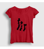 Presmono Kadın Sarı Pieces Chess Satranç T-Shirt 337893tt (Kırmızı)