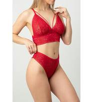 DoReMi Dolgusuz Hazel Dantel Bralet Takım (Kırmızı)