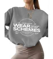 bisiklet yaka Hayalleri kovala sokak giyimi Baskılı kalın erkek unisex Sweatshirt Bej Sweatshirt (Gri)