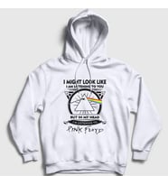 Presmono Unisex Gri Listening To Pink Floyd Kapüşonlu Sweatshirt 351387tt (Beyaz)