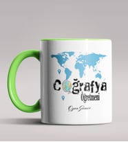 Kişiye Özel Coğrafya Öğretmeni Tasarımlı Siyah Renk Kupa Bardak 5 (Yeşil)