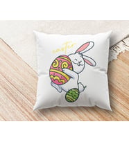 BK Gift Paskalya Tasarımlı Beyaz Kırlent Yastık, Ev Hediyesi, Ev Dekorasyonu, Dekoratif Hediye (Model 6)