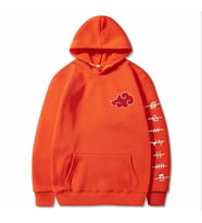 AMOR MAN ÖZEL TASARIM KAPÜŞONLU JAPON ANİME BULUT BASKILI OVERSİZE ERKEK SWEATSHIRT (Turuncu)