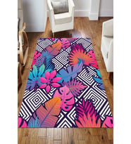 Dijital Kaymaz Taban Yıkanabilir Salon Halısı Mutfak Halısı Koridor Halısı Yolluk ND-HS-477 (Pembe)