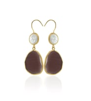 Kadir Jewellery 22 Ayar Altın Kaplama Kadın Sallantılı Küpe -El İşçiliği Ve Hipoalerjenik Küpe (Bordo)