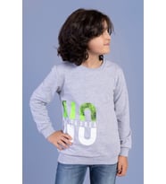 Toontoy Erkek Çocuk  Baskılı Sweatshirt ( Gri-Melanj)