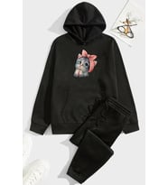 Unisex Sevimli Kedi Eşofman Takımı (Siyah)