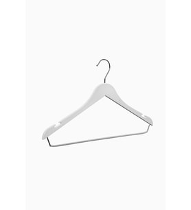 10'lu DBP 40cm Ahşap Görünümlü Dolgulu BH Plastik Takım Askısı (Beyaz)