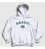 Presmono Unisex Beyaz Brasil Brazil Brezilya Bayrağı Kapüşonlu Sweatshirt 479630tt (Beyaz)