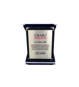 Kişiye Özel Plaket Kadife Kutulu Albüm Plaket 12x16 cm 2 Renk Seçeneği (Lacivert)