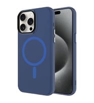 iPhone 15 Pro Max Kılıf Magsafe Şarj Özellikli Buzlu Transparan C-Pro Sert Kılıf (Lacivert)