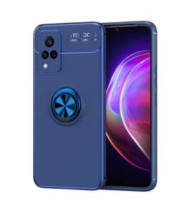Vivo V21 Kılıf Zore Ravel Yüzüklü Silikon Kılıf (Mavi)