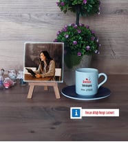 Anestezi Teknisyeni Fotoğraflı Dekoratif Taş, Ahşap Altlıklı Türk Kahvesi Fincanı Hediye Anestezi Teknisyenine Tıp Bayramı Hediyesi (Model 4)