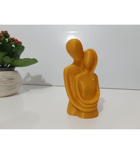 Sevgili Aşıklar Sarılmış Biblo Dekor Heykel Dekor (Sarı)