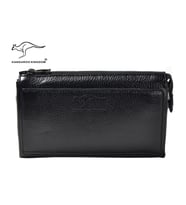 KANGAROO KINGDOM Hakiki Dana Deri Taba Erkek Portföy & Clutch El Çantası 8822-T (Siyah)