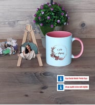 Doğum Günü Hediyesi İsme Özel Kupa Bardak Beyaz ve Fotoğraflı Ahşap Anahtarlık Hediye (Model 6)