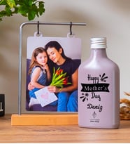 Kişiye Özel Ahşap Standlı Fotoğraflı Çerçeve ve Freshleaf 200ML Kolonya & Model no:898 (Sütlü Kahve)