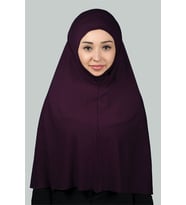 Hazır Türban Peçeli Pratik Eşarp Tesettür Nikaplı Hijab - Namaz Örtüsü Sufle (3XL) (Mürdüm)