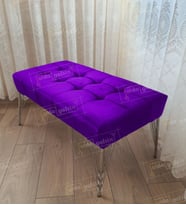 Modern Dilim Puf Ayakucu Puf Gümüş Metal Ayak (100*45) (Lila)