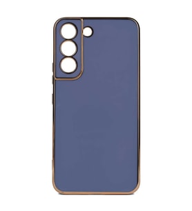 Samsung Galaxy S22 Kılıf Kenarları Gold Kamera Korumalı Renkli Pastel Silikon Açık Yeşil BARK (Açık Mavi)