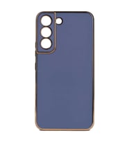Samsung Galaxy S22 Kılıf Kenarları Gold Kamera Korumalı Renkli Pastel Silikon Açık Yeşil BARK (Açık Mavi)