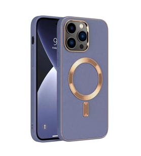 Apple iPhone 11 PRO MAX Kılıf Magsafe Wireless Kablosuz Şarj Uyumlu Suni Deri Hibrit Kapak (Lavanta)