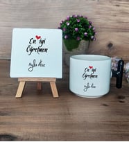 Öğretmene Hediye Hediye Seti Kupa Bardak T Kulplu ve Dekoratif Taş Öğretmenler Günü Hediyesi (Model 6)