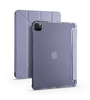 Apple  iPad Pro 12.9 2022 M2 Kılıf Kalem Bölmeli Standlı Ön Arka Tam Koruma Katlanabilir Uyku Modlu Kılıf Tri Folding (Mor)