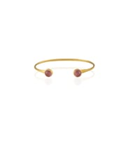 Kadir Jewellery 22 Ayar Altın Kaplama El İşçiliği Zirkon Taşlı Kadın Charm Bileklik (Pembe)