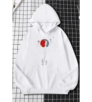 Unisex Evren Temalı Baskılı Sweatshirt (A.Beyaz)