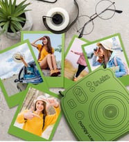 Rengarenk İnstax Tasarımlı Ahşap Kutu Ve 12'li Polaroid Fotoğraflar (Model 6)