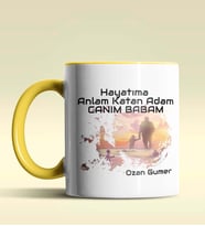 Kişiye Özel Hayatıma Anlam Katan Adam Tasarım Siyah Kupa Bardak (Sarı)